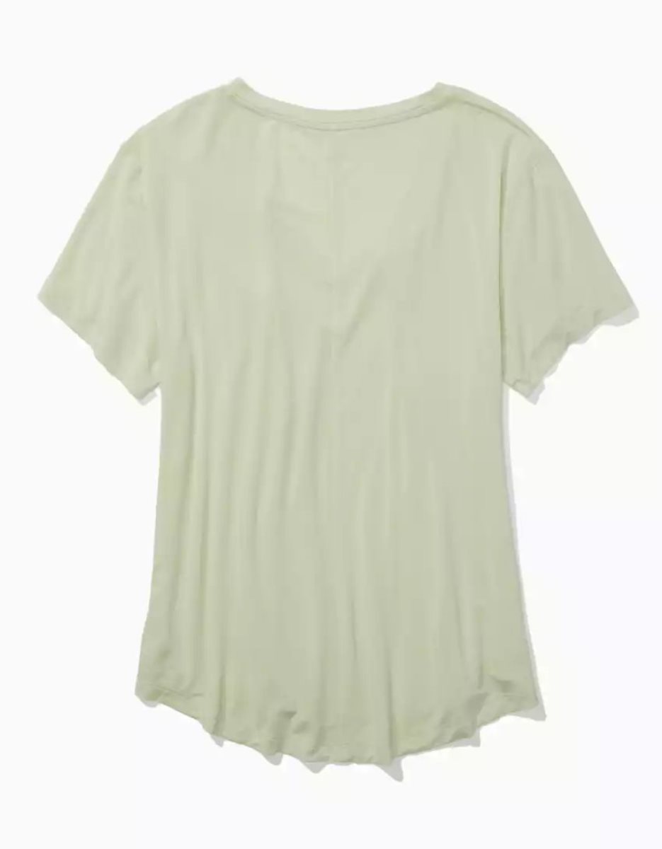 T Shirts American Eagle AE Soft & Sexy V-Neck Pocket Tee Vert Olive Femme | MED-05847263